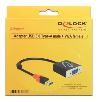 DeLOCK USB 3.0 to VGA adapter, 1920x1200, 0,2m, black