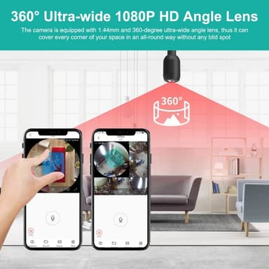 360-graders panoramisk WiFi-kamera Bevegelsesovervåking Hjemmesikkerhet