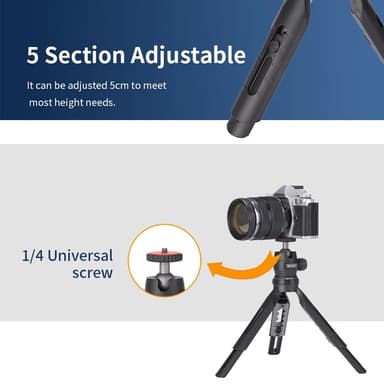 JMARY MT-30 Selfie Stick 5-seksjoners justerbart stativ for kamera/telefon/projektor