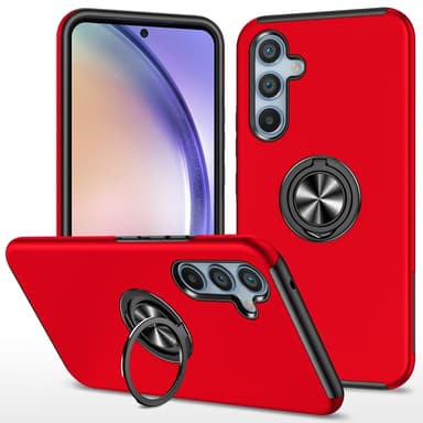 Samsung Galaxy A55 Hybrid Deksel Med Fingerring - Rød