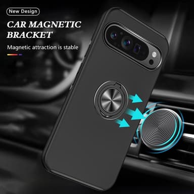 For Pixel 9 Pro XL Hybrid Deksel med Fingerring - Svart