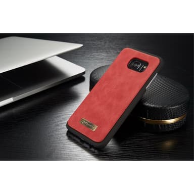 CASEME Samsung Galaxy S7 Edge Retro lær lommebok-deksel Rød
