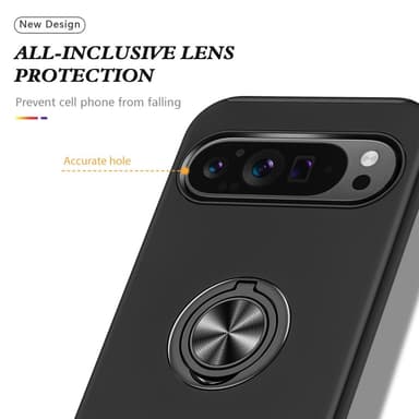 For Pixel 9 Pro XL Hybrid Deksel med Fingerring - Svart