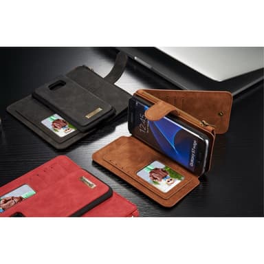 CASEME Samsung Galaxy S7 Edge Retro lær lommebok-deksel Rød