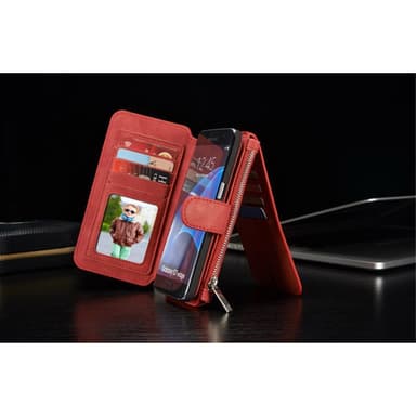 CASEME Samsung Galaxy S7 Edge Retro lær lommebok-deksel Rød