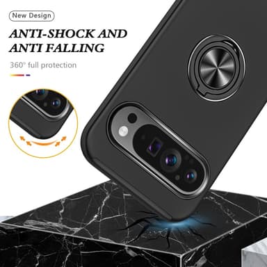 For Pixel 9 Pro XL Hybrid Deksel med Fingerring - Svart