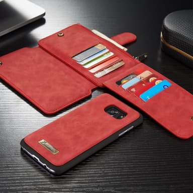 CASEME Samsung Galaxy S7 Edge Retro lær lommebok-deksel Rød