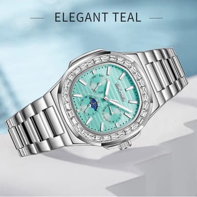 SKMEI Watch Business Men Quartz Watch Zircon mote armbåndsur - sølv+svart