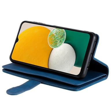 Til Samsung Galaxy S24 FE Deksel med Glidelås og 9 Kortspor i PU Lær — Blå