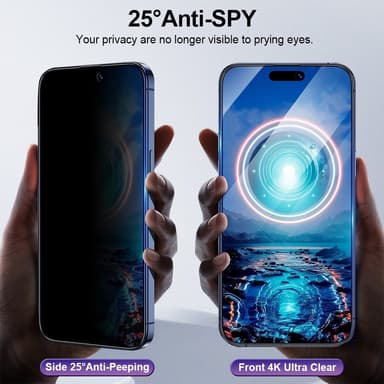 For iPhone 16 Anti-Spy Privacy Skjermbeskytter i Herdet Glass