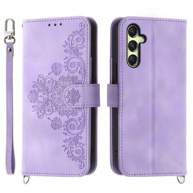 Til Samsung Galaxy A16 5G/A16 4G Deksel med Blomstermønster Lommebok-deksel - Lilla