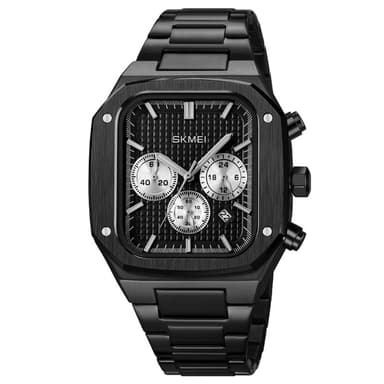 SKMEI Watch Business Quartz Watch Firkantet mote armbåndsur lysende - svart