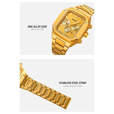 SKMEI Watch Business Quartz Watch Firkantet mote armbåndsur lysende - svart