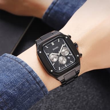 SKMEI Watch Business Quartz Watch Firkantet mote armbåndsur lysende - svart