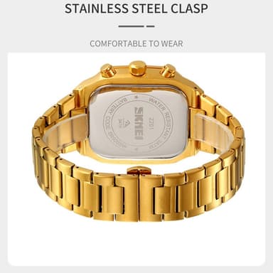 SKMEI Watch Business Quartz Watch Firkantet mote armbåndsur lysende - svart