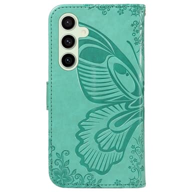 Til Samsung Galaxy S24 FE Deksel Stativ Lommebok-deksel Sommerfuglemønster - Grønn