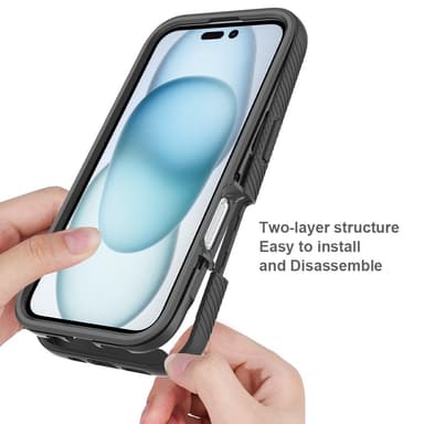 Deksel til iPhone 16 PC+TPU klar telefonveske med PET-skjermfilm