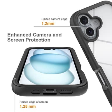Deksel til iPhone 16 PC+TPU klar telefonveske med PET-skjermfilm