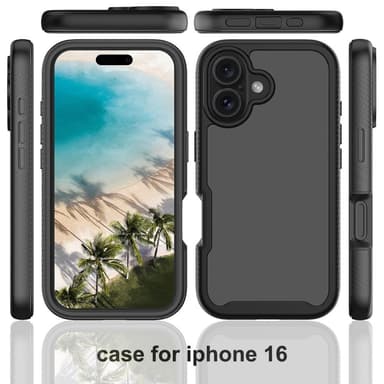 Deksel til iPhone 16 PC+TPU klar telefonveske med PET-skjermfilm