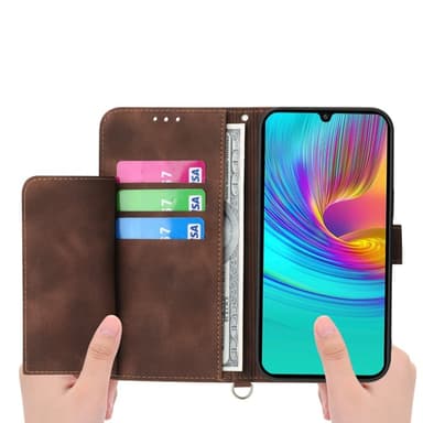 Til Samsung Galaxy A16 5G/A16 4G Deksel med Blomstermønster Lommebok-deksel - Brun