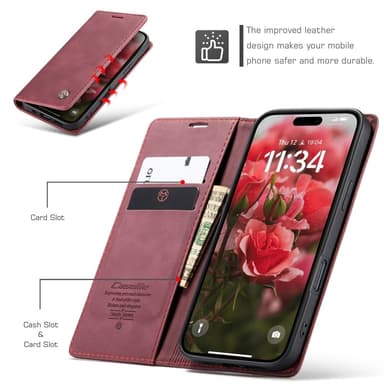 CASEME Lommebok-deksel iPhone 16 - Rød