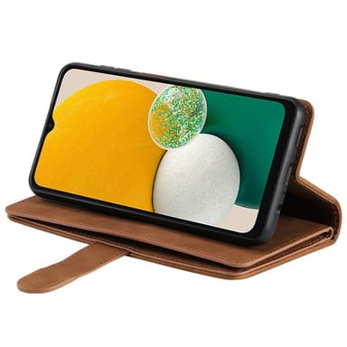 Til Samsung Galaxy S24 FE Deksel med Glidelås og 9 Kortspor — Brun