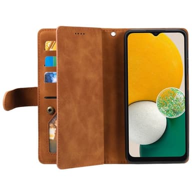 Til Samsung Galaxy S24 FE Deksel med Glidelås og 9 Kortspor — Brun