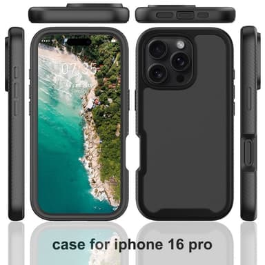 Deksel til iPhone 16 Pro PC+TPU Klar telefonveske med PET-skjermfilm