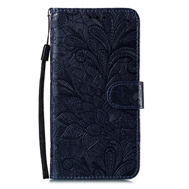 Til Samsung Galaxy A16 5G/A16 4G PU lærveske med blomstermønster - svart
