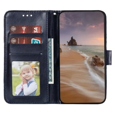 Til Samsung Galaxy A16 5G/A16 4G PU lærveske med blomstermønster - svart