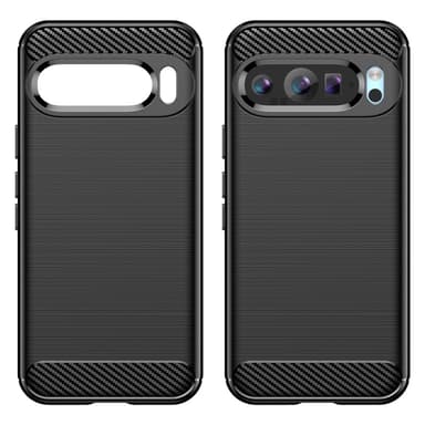 Til Google Pixel 9/Pixel 9 Pro Deksel Børstet TPU Telefonveske - Svart