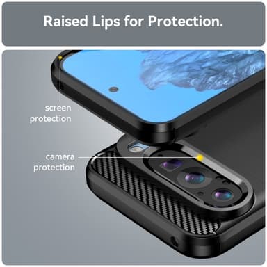 Til Google Pixel 9/Pixel 9 Pro Deksel Børstet TPU Telefonveske - Svart