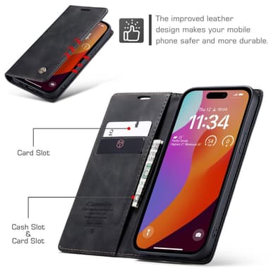CASEME Lommebok-deksel iPhone 16 Pro - Svart