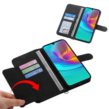 Til Samsung Galaxy A16 5G/A16 4G Deksel med Blomstermønster Lommebok-deksel - Svart