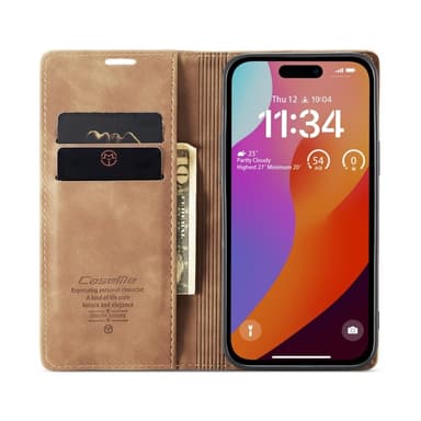 CASEME Lommebok-deksel iPhone 16 Pro - Brun
