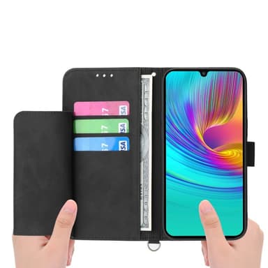 Til Samsung Galaxy A16 5G/A16 4G Deksel med Blomstermønster Lommebok-deksel - Svart