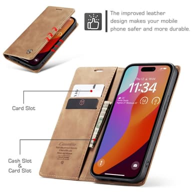 CASEME Lommebok-deksel iPhone 16 Pro - Brun