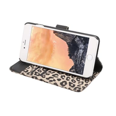 iPhone 7/iPhone 8/SE Lommebok-deksel/Deksel Leopard Grå - Svart