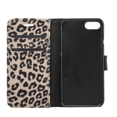 iPhone 7/iPhone 8/SE Lommebok-deksel/Deksel Leopard Grå - Svart