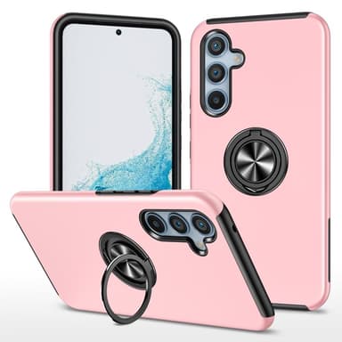 Til Samsung Galaxy A16 5G/A16 4G Hybrid Deksel med Roterbar Ringholder - Rosa