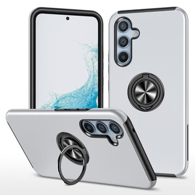 Til Samsung Galaxy A16 5G/A16 4G Hybrid Veske med Roterbar Ringholder - Sølv