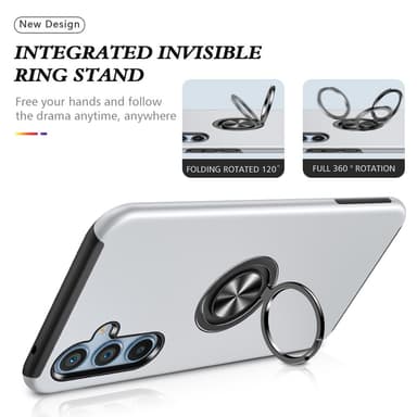 Til Samsung Galaxy A16 5G/A16 4G Hybrid Veske med Roterbar Ringholder - Sølv