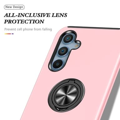 Til Samsung Galaxy A16 5G/A16 4G Hybrid Deksel med Roterbar Ringholder - Rosa
