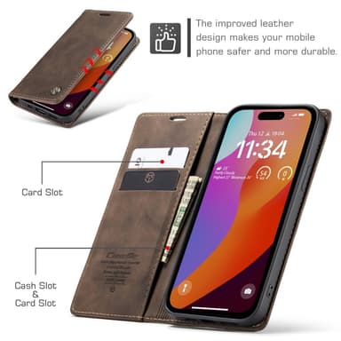 CASEME Lommebok-deksel iPhone 16 Pro Max - Kaffe