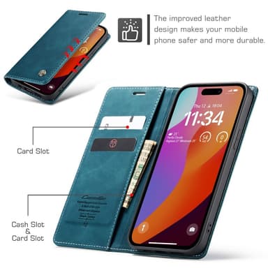 CASEME Lommebok-deksel iPhone 16 Pro Max - Blå