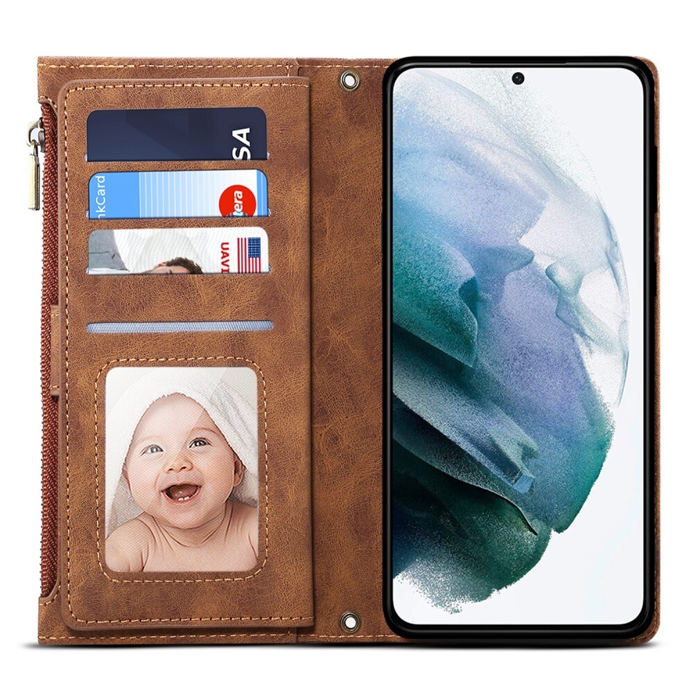 ESEBLE Star Series Til Samsung Galaxy S24 FE Deksel med Glidelåslomme - Brun