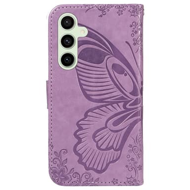 Til Samsung Galaxy S24 FE Deksel Stativ Lommebok-deksel Sommerfuglemønster - Lilla