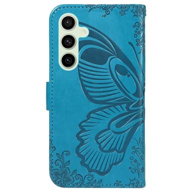 Til Samsung Galaxy S24 FE Deksel Stativ Lommebok-deksel Sommerfuglemønster - Blå