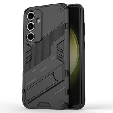 Til Samsung Galaxy S24 FE Kickstand Hybrid Hard PC Soft TPU Telefonveske - Svart