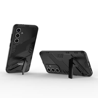Til Samsung Galaxy S24 FE Kickstand Hybrid Hard PC Soft TPU Telefonveske - Svart
